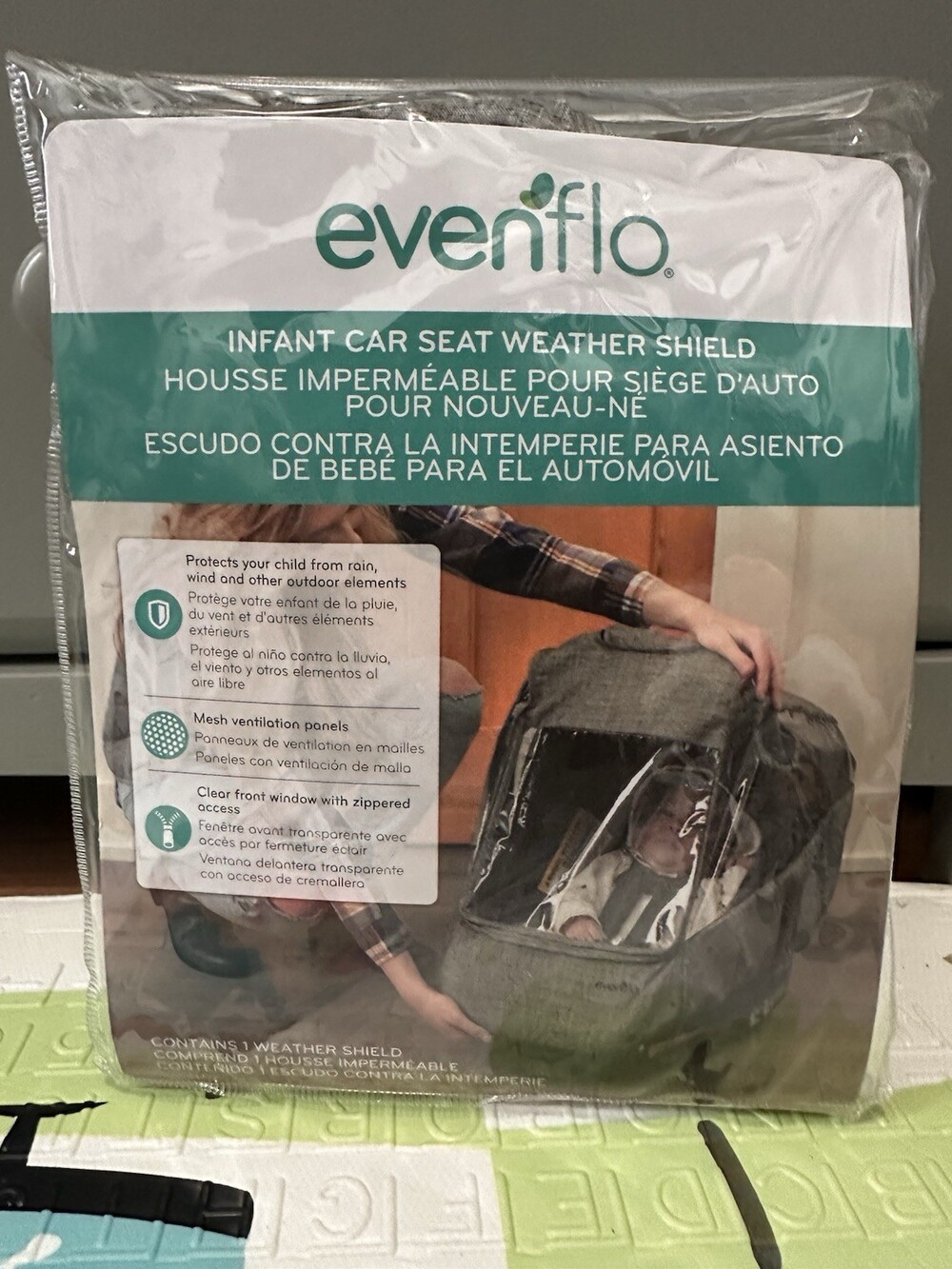 Evenflo 630421 Infant Car Seat Weather Shield and Rain Cover - Gray Melange